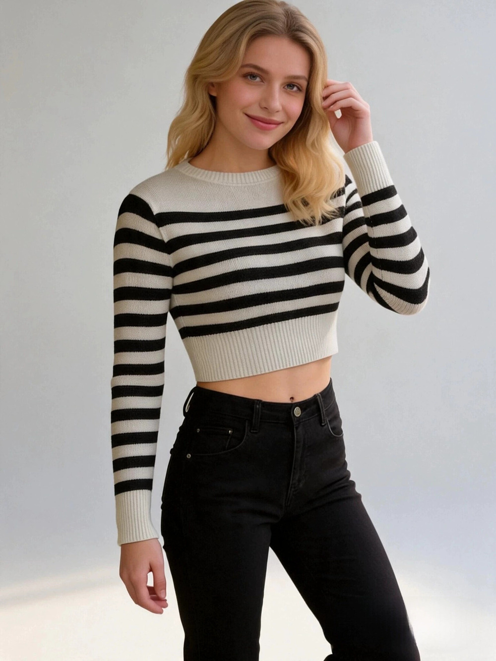 Zara Oversized Retro Striped Color Block Knit Sweater Long Sleeve Crewneck